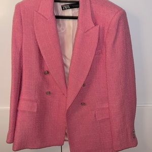 PINK ZARA BALZER SILVER BUTTONS